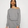 Even&Odd Off Shoulder&Jogger Set - Sweatshirt - Mottled Grey