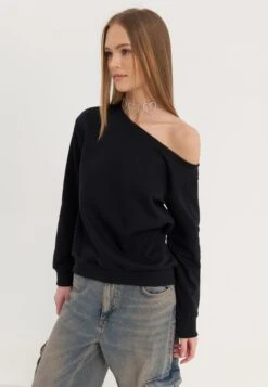 Even And Odd Verkaufsgeschäft 4 Even&Odd BASIC OFF SHOULDER SWEATSHIRT - Sweatshirt - Black