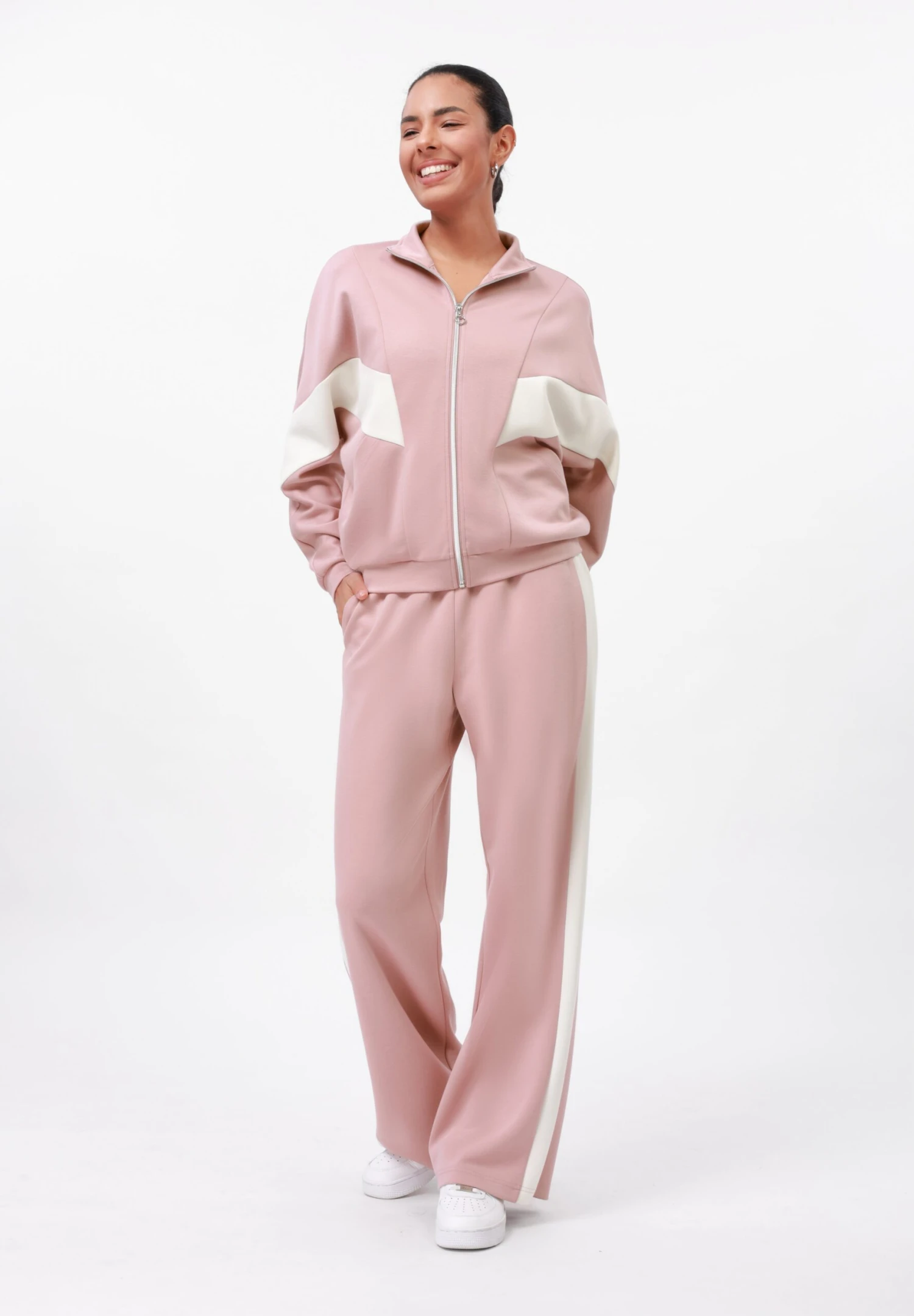 Even&Odd SET - Tracksuit - Dusty Pink/ecru 1 Even&Odd SET - Tracksuit - Dusty Pink/ecru