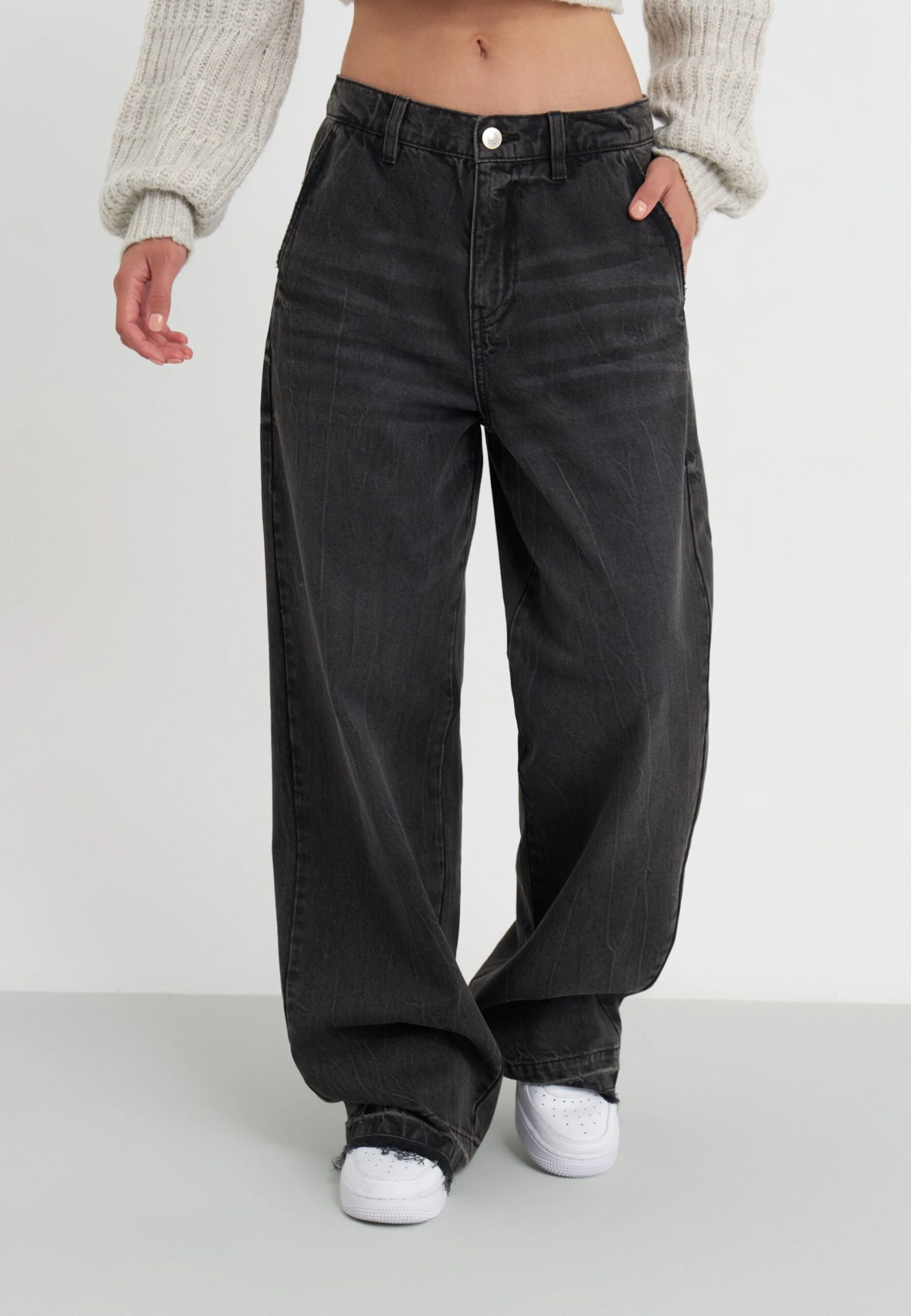 Even&Odd Wide Leg - Black Denim 1 Even&Odd Wide Leg - Black Denim