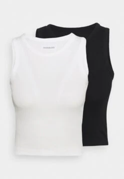 Even&Odd 2 PACK CROPPED TANK - T-Shirt Basic - Black/white -Even And Odd Verkaufsgeschäft 49e33aca69f94d5e874b246a73a70147