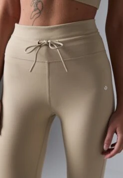 HIGH RISE CROPPED LEGGINGS WITH DRAWCORD - Leggings - Trousers - Beige -Even And Odd Verkaufsgeschäft 52154b3ee0804ad0b71e3ccb3981c18a