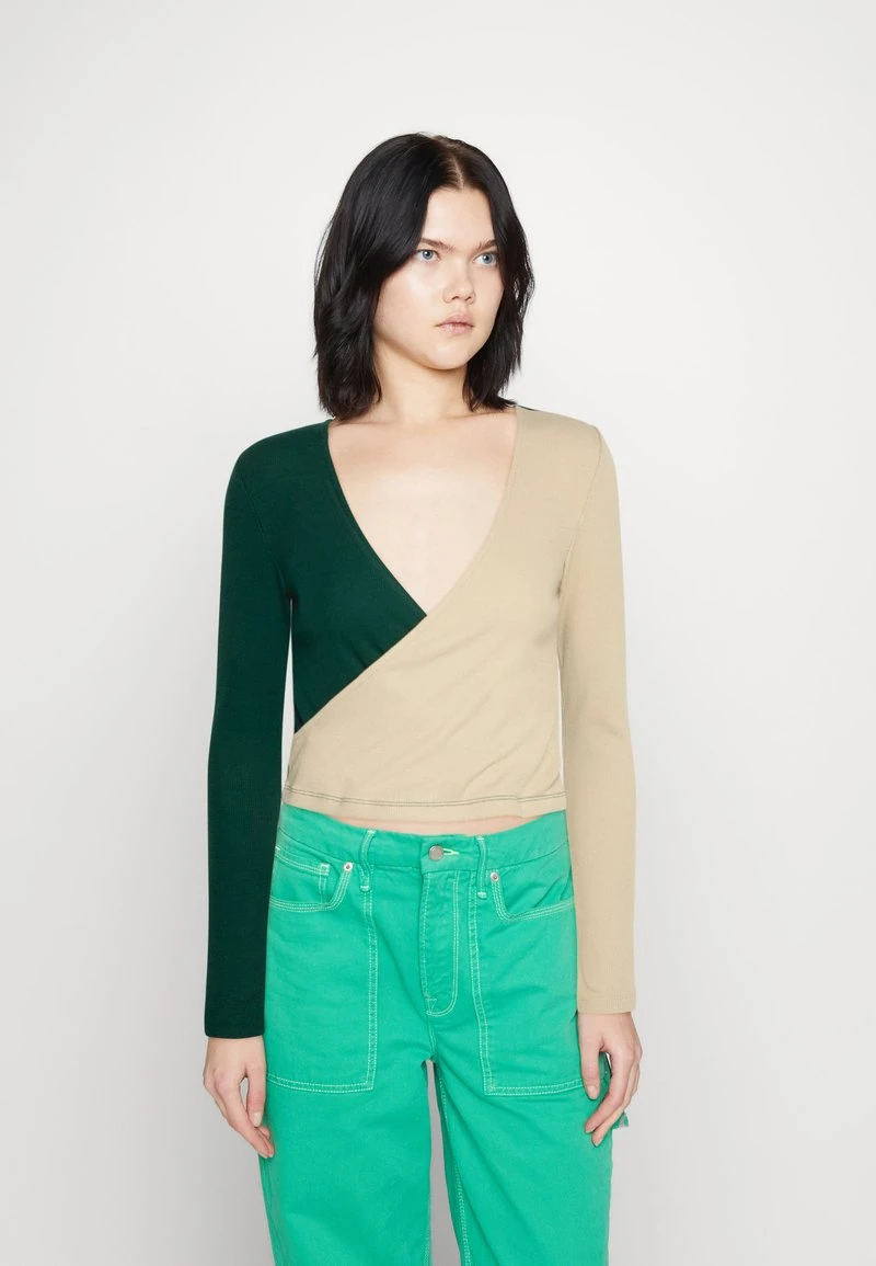 Even&Odd Langarmshirt - Beige/dark Green 1 Even&Odd Langarmshirt - Beige/dark Green