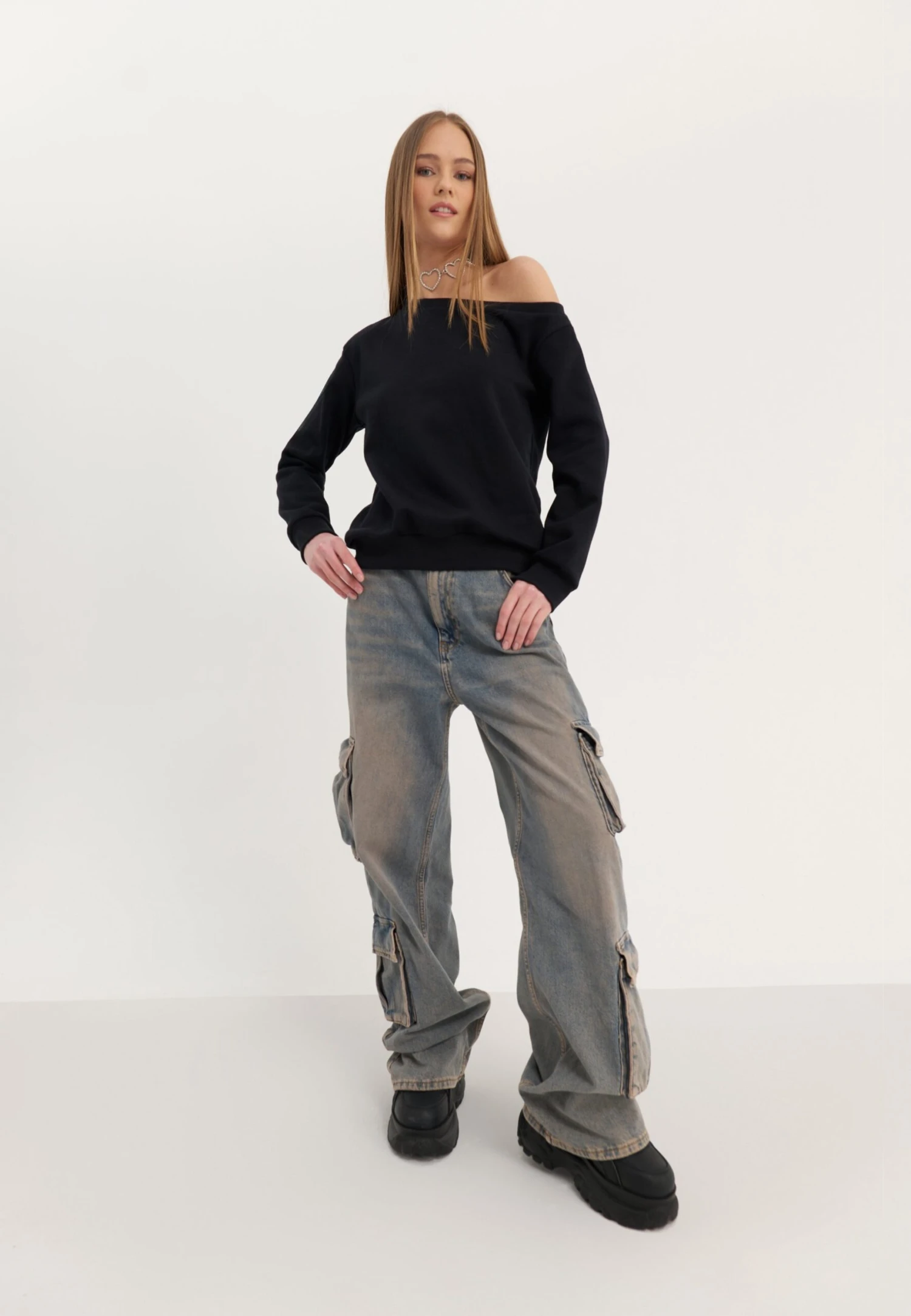 Even&Odd BASIC OFF SHOULDER SWEATSHIRT - Sweatshirt - Black 2 Even&Odd BASIC OFF SHOULDER SWEATSHIRT - Sweatshirt - Black – Bild 2