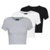 Even&Odd 3 PACK - T-Shirt Basic - White/black/light Grey