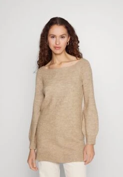 Even&Odd SCHULTERFREI MINI STRICKKLEID - Strickkleid - Camel