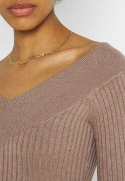 Even&Odd V AUSSCHNITT RIPP MINI STRICKKLEID - Etuikleid - Taupe -Even And Odd Verkaufsgeschäft d67beeabfc8448f3a64c25d3d08cadec