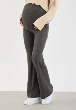 Even And Odd Verkaufsgeschäft 18 CUT & SEW RIB MATERNITY FLARE LEGGING - Leggings - Dark Grey Melange