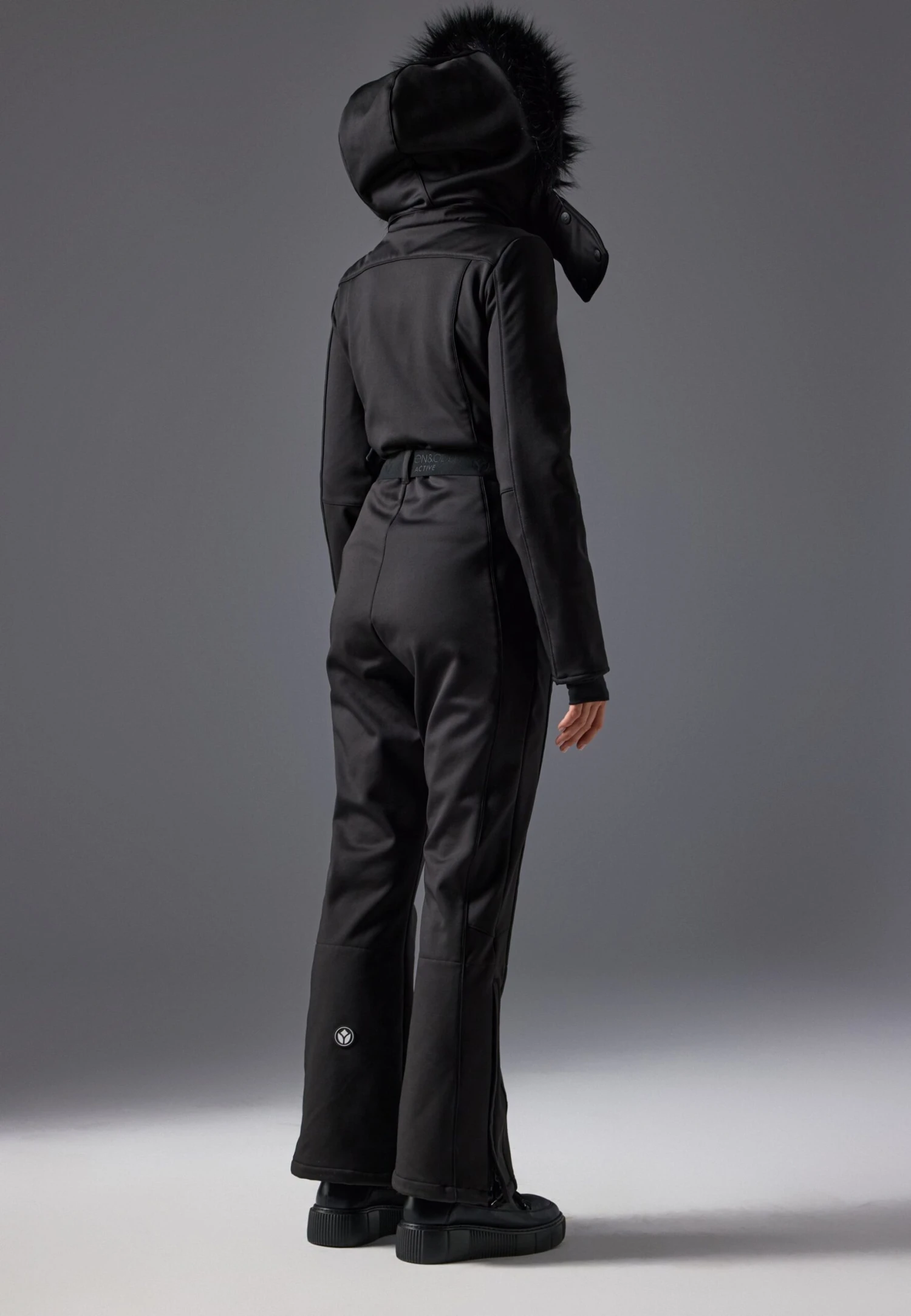 SKI SUIT WITH ADJUSTABLE BELT AND DETACHABLE FUR HOOD - Snowsuit - Black 3 SKI SUIT WITH ADJUSTABLE BELT AND DETACHABLE FUR HOOD - Snowsuit - Black – Bild 3