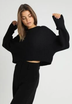 Even And Odd Verkaufsgeschäft 14 Even&Odd CROPPED JUMPER - Jumper - Black